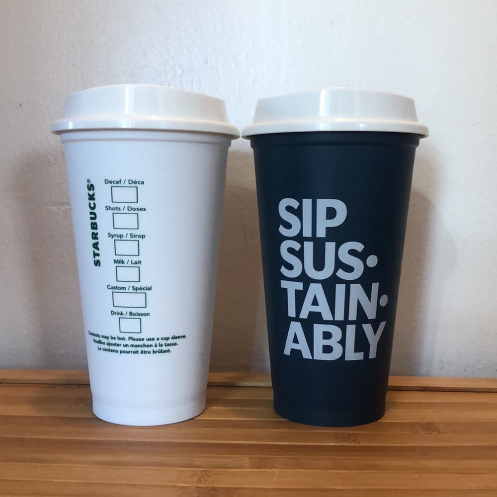 (2) Starbucks reusable 16oz plastic tumblers - Picture 2 of 5